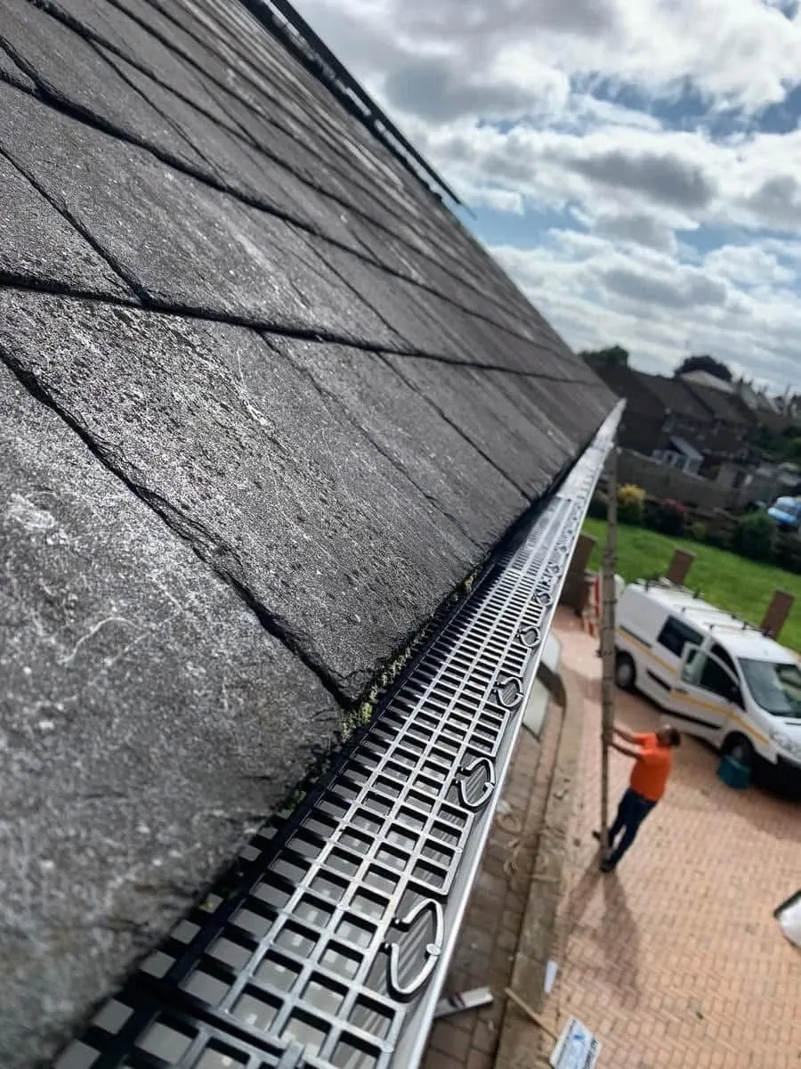 Gutter guard fitted on a slate roof in Treverbyn